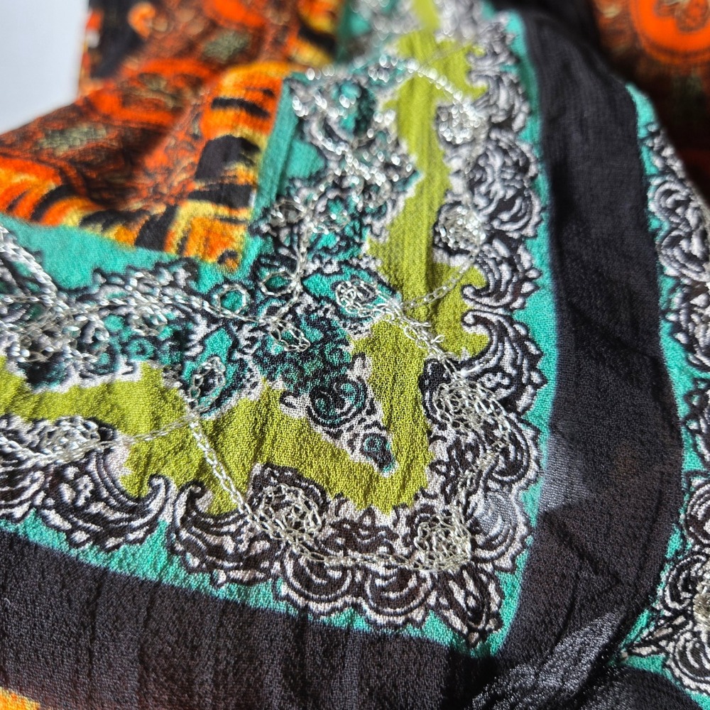 Bila Paisley Metallic Tunic Top XXL Boho Festival Peasant Hippie Summer Resort - Picture 7 of 10